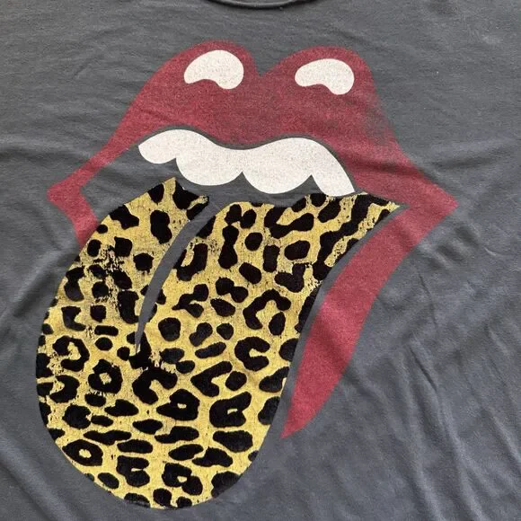 Free People x Daydreamer Rolling Stones Leopard Band T-shirt Sz S Rock Metal - Picture 5 of 16